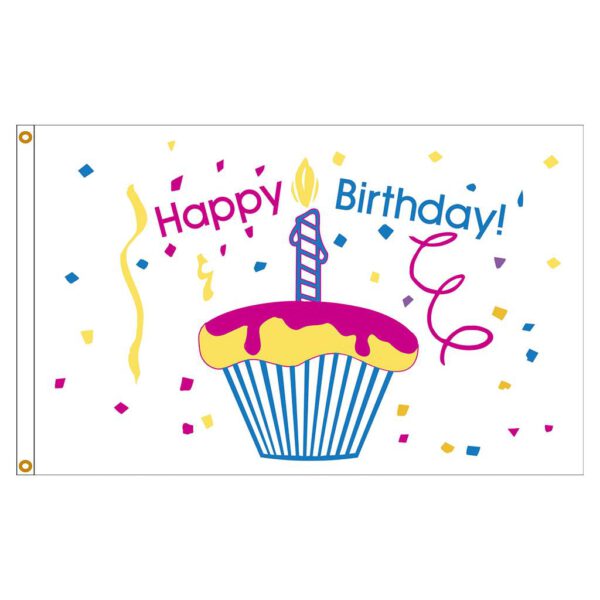 Birthday Cupcake Nylon Flag 2x3'