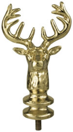 Elks Head Flag Pole Ornament w/ Ferrule - 4 1/2" - Gold Finish