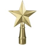 Texas Star Flag Pole Ornament w/ Spindle - 6 3/4" - Gold Finish