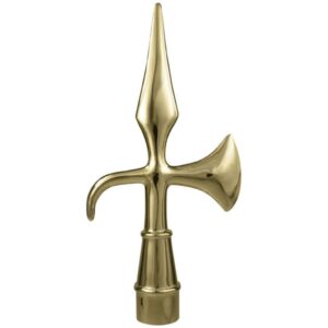 Battle Axe Flag Pole Ornament w/ Spindle - 8 1/4" - Gold Finish