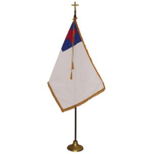 Christian 4' x 6' Indoor Display and Parade Oak Flag Set