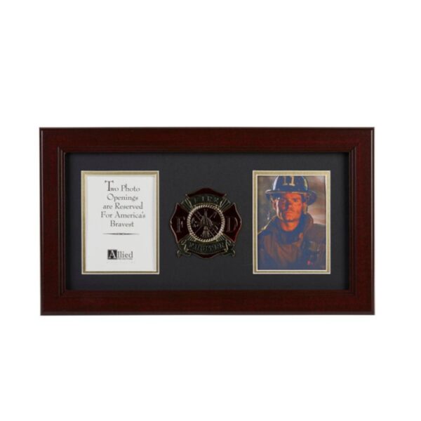 Firefighter Medallion 4-Inch by 6-Inch Double Picture Frame