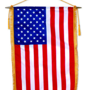 U.S. Classroom Banner - 24" x 36" - Fringe - 30" Wood Staff