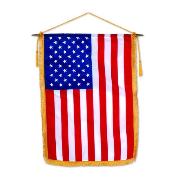 U.S. Classroom Banner - 24" x 36" - Fringe - 30" Wood Staff