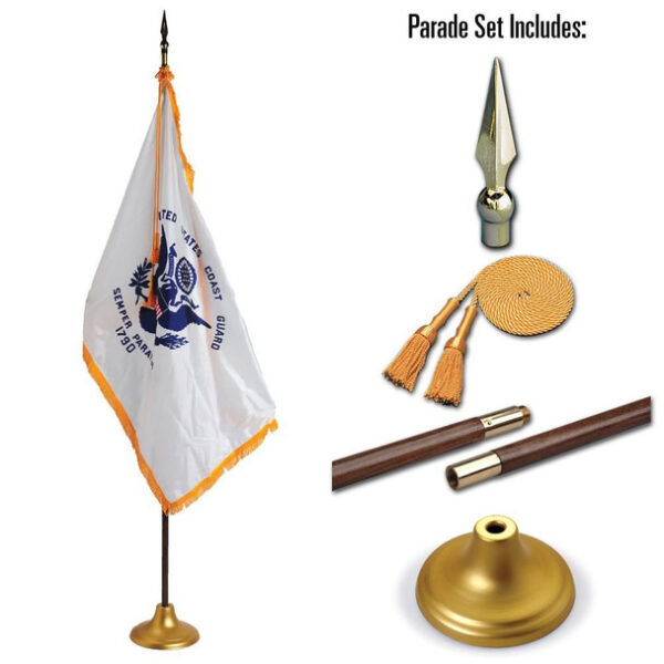 U.S. Coast Guard 3' x 5' Indoor Display and Parade Flag Set