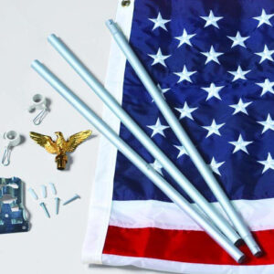 U.S.Flag Set - 3' x 5' Embroidered Nylon Flag and 6' Aluminum Flag Pole