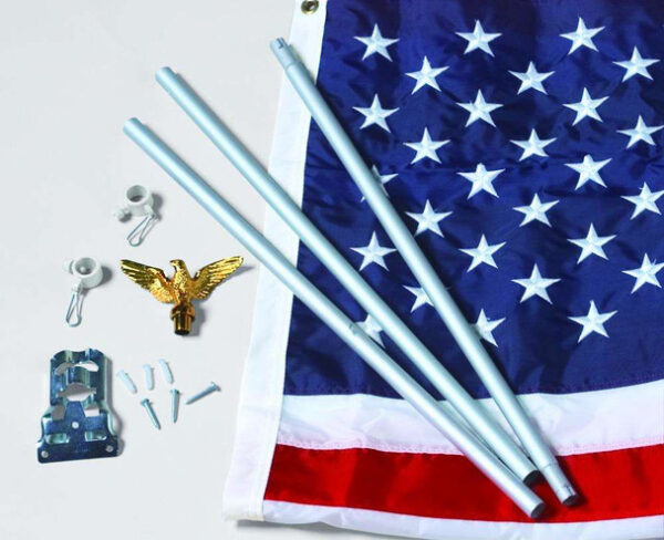 U.S.Flag Set - 3' x 5' Embroidered Nylon Flag and 6' Aluminum Flag Pole