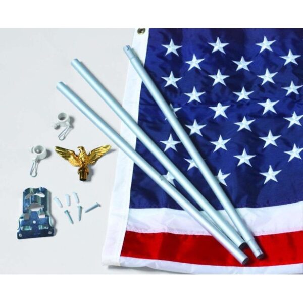 U.S.Flag Set - 3' x 5' Embroidered Nylon Flag and 6' Aluminum Flag Pole