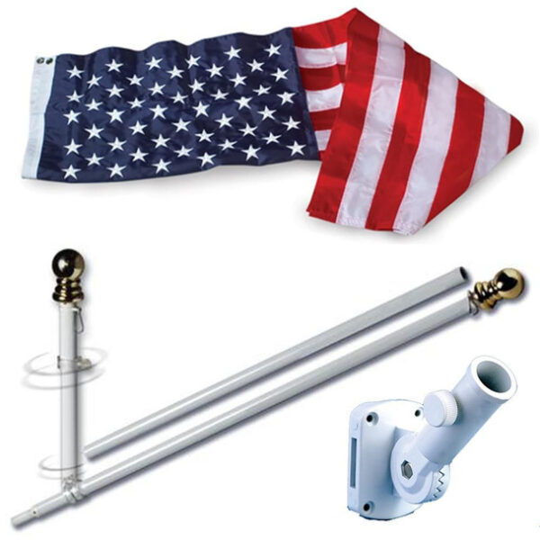 U.S. Flag Set - 3' x 5' Embroidered Nylon Flag and 6' Spinning Flag Pole