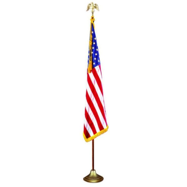 U.S. Fringed Flag with Oak Mounting Set - 3' X 5'