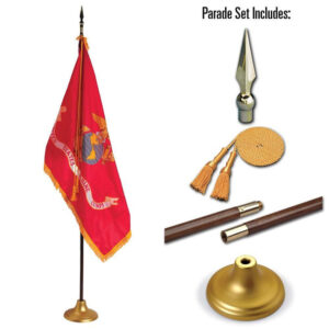 U.S. Marine Corps 3' x 5' Indoor Display and Parade Flag Set