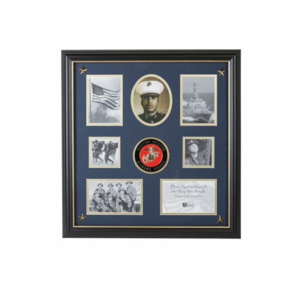 U.S. Marine Corps Medallion 7 Picture Collage Frame with Stars